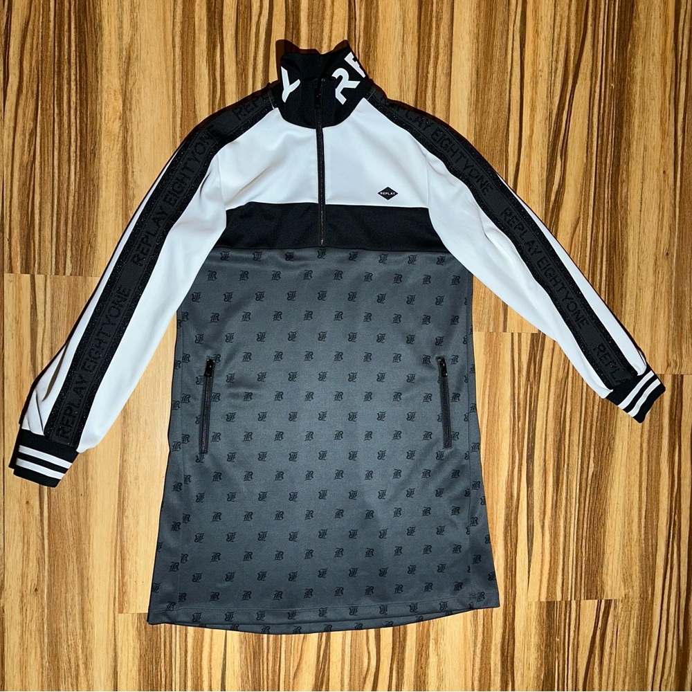 Replay Black and White 1/4 Zip-Up sweater
